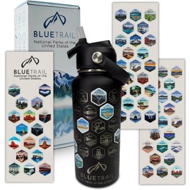 BlueTrail National Parks Water Bottle with Stickers