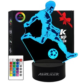 AIRUEEK Football Gifts Boys Night Light Children, Football Gifts for Boys, 3D Optical Illusion Lamp, 16 Colours, Christmas Birthday Gifts for Sports Football Fans