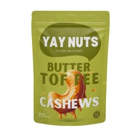 Yay Nuts Butter Toffee Cashews - 1 lb, Butter Toffee Coated Cashew Nuts, Delicious and Sweet Nut Snacks Crunchy, Cashew Nut Snack Packs for School, Office, Road Trips