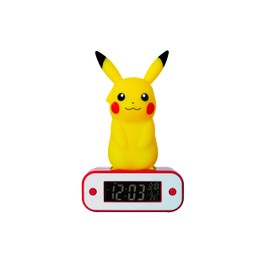 Teknofun - Pokémon Alarm Clock - Pikachu - Illuminated Retro Screen - Yellow - Digital Display - Programmable Alarm - LED Light - 3xAAA Not Included - USB