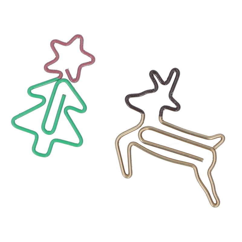 100pcs Paper Clips Lovely Christmas Tree and Deer Shape Metallic