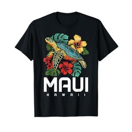 Maui Hawaii Sea Turtle Diving Flower Hawaii Souvenir T-Shirt