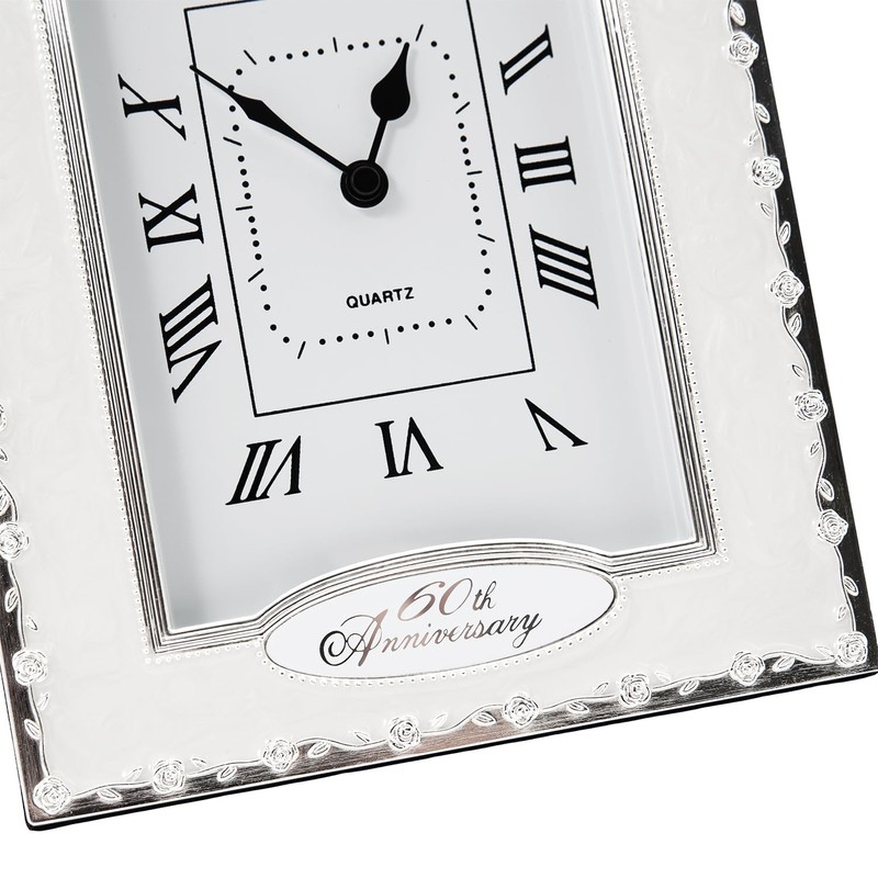 Happy Homewares Traditional 60th Anniversary Clock in White Epoxy with