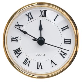 Marsrut Clock Inserts 3 Inch/76mm Hole Mounting Diameter, Quartz Clock Movement Replacement, Gold Rim Roman Retro Numeral Skeleton Clock Fit-Up for Wall Living Room Bedroom Home Decor, Easy to Read