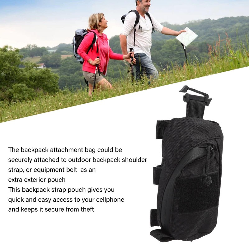 Atyhao Backpack Strap Pouch, Clip On Pouch Double Layers Waterproof