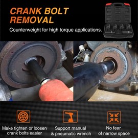 6 Pack 1/2’’ Drive Crank Bolt Socket Set, 17MM, 19MM, 21MM, 22MM, 24MM, 27MM, Harmonic Balancer Socket Set, 1/2-Inch Metric Deep Impack Socket Set, 3 Times Momentum Power of Standard Impact Sockets
