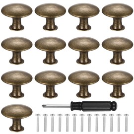 ZHENGYYUU Pack of 13 Furniture Knobs, Bronze, 30 mm Door Knob, Furniture Handles, Vintage, Round Door Knobs for Cupboards, Dressers Cupboard Knobs, Drawers, Cupboard Knobs (Bronze)