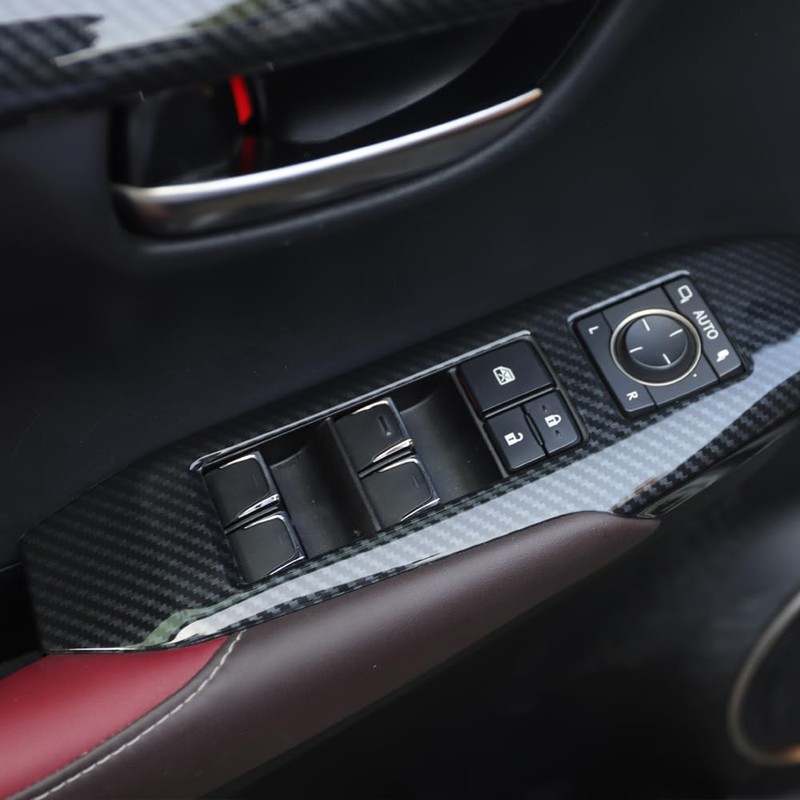 Red Black Carbon Fiber Pattern Interior Accessories Door Window Lock