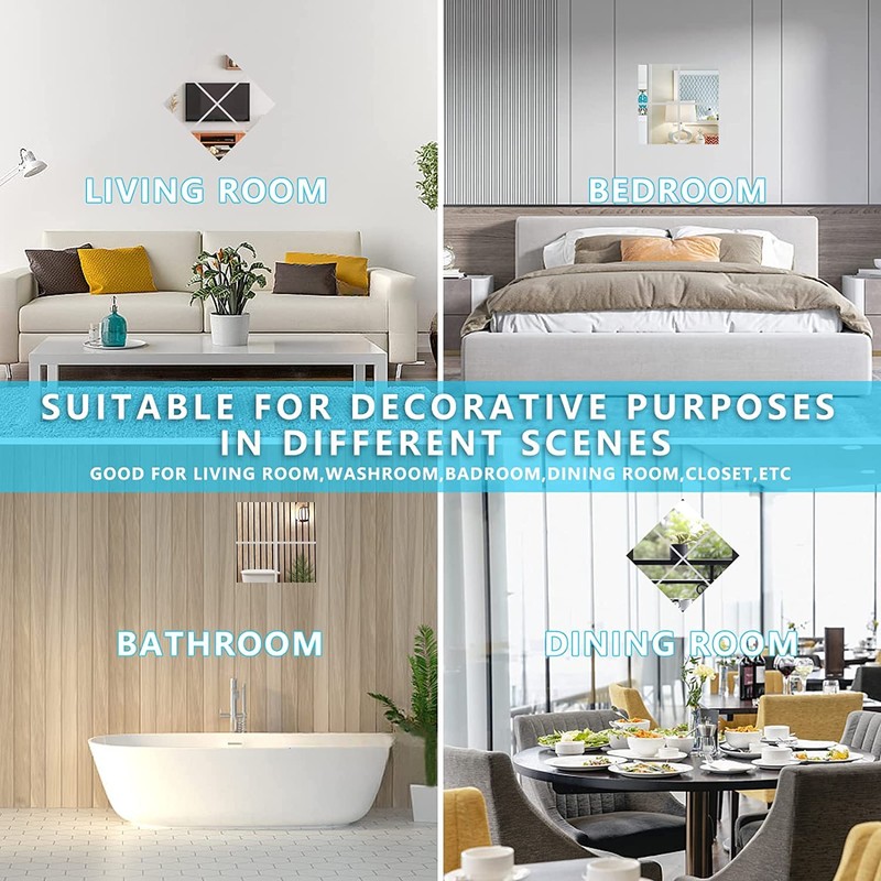 Hfpengzan Flexible Acrylic Mirror Sheets, 4 Pack (8 x 8