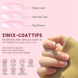 240Pcs French False Nails Short - Square Press On Nails Kit with White Tip for Women & Girls - 15 Sizes Full Cover Stick & Glue On Reusable Fake Nails - French Manicure Decorations