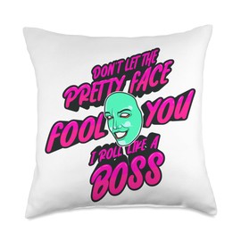 Save Money Budget & Plan Pop Grip Socket Phone Fun Don't Let The Pretty Face Fool You I Roll Like A Boss Throw Pillow, 18x18, Multicolor