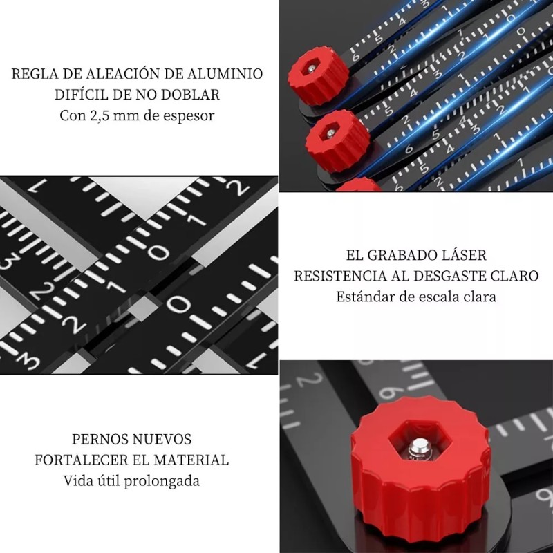 Tina Aleación De Aluminio Medición Múltiángulo Regla Universal