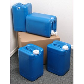 API Kirk Containers 6 Gallon Oversized Samson Stackers, Blue, 4 Pack (24 Gallons), Emergency Water Storage Kit - New! - Boxed! Includes Bonus Spigot