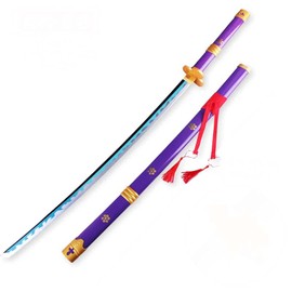 Uing Sword Japanese Wooden Anime Samurai Sword Cosplay, Roronoa Zoro Demon Slayer Sword, Exquisite Wood, Collectibles,104 Cm, Purple