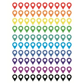 map Location Sticker,100pcs 0.35x0.5inch Colored map Location Sticker