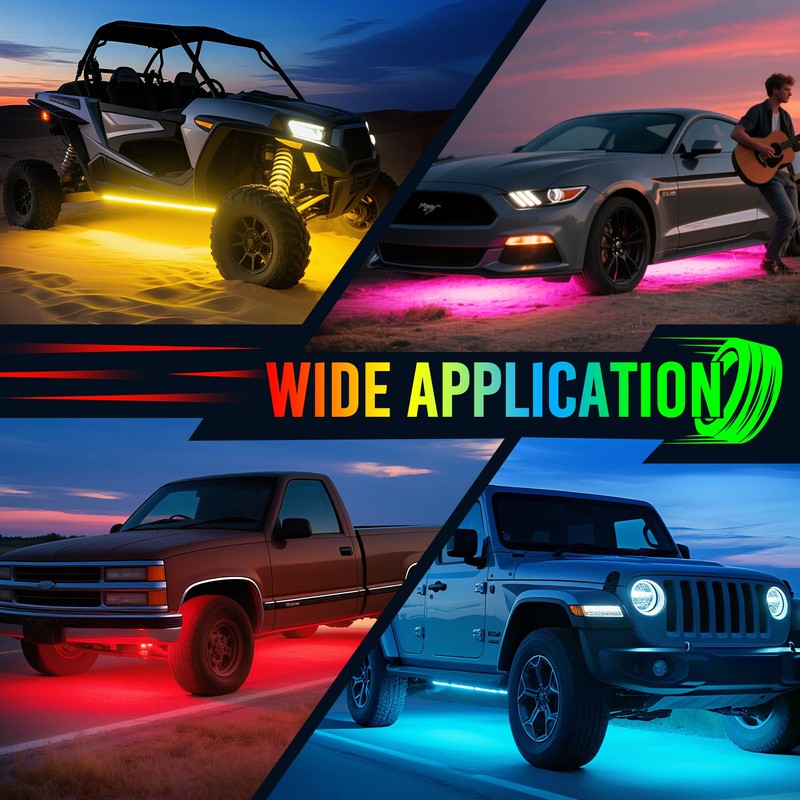 MICTUNING U8 RGB Underglow LED Light Bar, Dual Remote Control,
