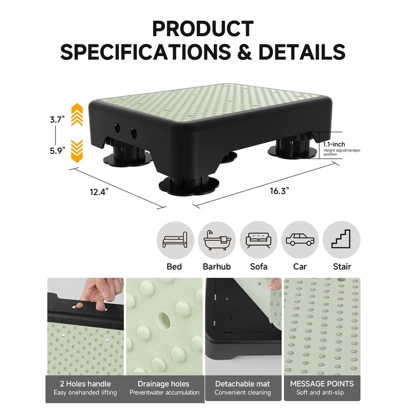 Adjustable Step Stool for Adults, Noctilucent Bed Step Stools, 600