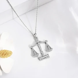 DAYLINLOVE Lawyer Necklace S925 Sterling Silver Justice Scale Pendant Gavel Necklace Judge RBG Juror Pendant Lawyer Gifts for Women, One size, Sterling Silver, No Gemstone
