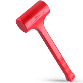 3-LB (48-OZ) Premium Dead Blow Hammer and Unicast Mallet, Neon Red Color | Durable Unibody Molded Construction, Checkered Grip | Rebound and Spark Resistant, Non-Marring and Non-Sparking Design