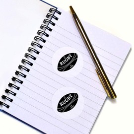 24 x 40mm Round 'Rugby Ball' Stickers (SK00056475)