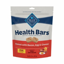 Blue Buffalo Health Bars Mini Crunchy Dog Biscuits, Oven-Baked with Natural Ingredients, Bacon, Egg & Cheese, 16-oz Bag