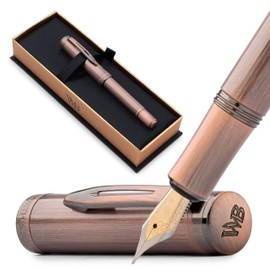 Wordsworth and Black Fountain Pen Mini EDC: Luxury Copper Heavy Pocket Pen, Medium Nib, 6 Ink Cartridges, Ink Converter, Travel Refillable Writing Pen Gift Set, Men & Women