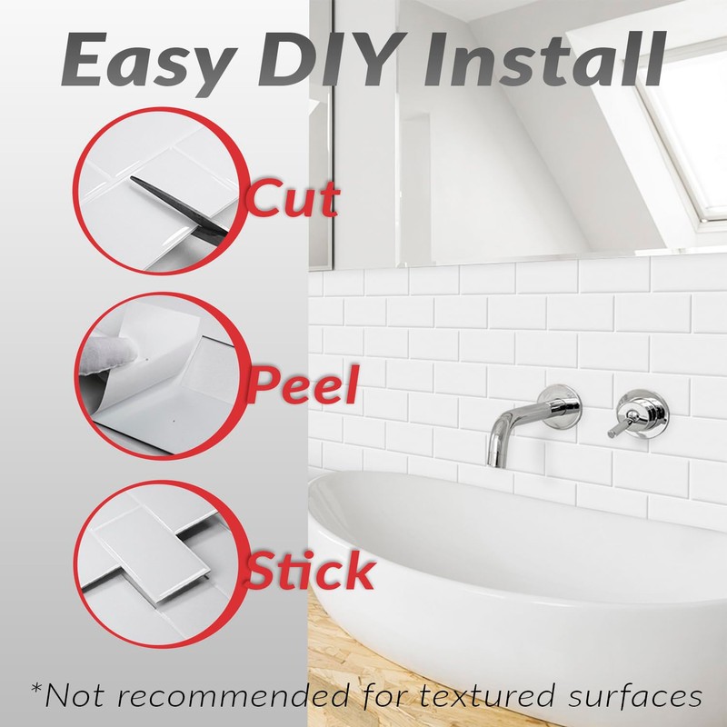 DÉCOR WOW Peel & Stick Backsplash for Kitchen & Bathroom,