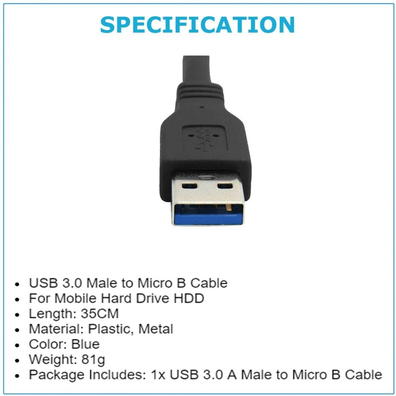 Unbranded Micro USB 3.0 Flat Cable for WD My Passport