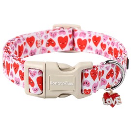 Lionet Paws Valentine's Dog Collar- Cute Pink Wink Heart Dog Collars with Plastic Buckle, Light Adjustable Dog Collars for Medium Large Dogs