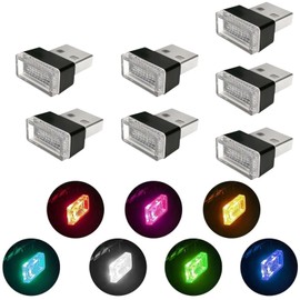 LEZED Pack of 7 Car USB Lighting Interior LED USB for Car, Laptops (7 Colours: Ice Blue, Red, Pink, Purple, Yellow, Green, Blue, White)