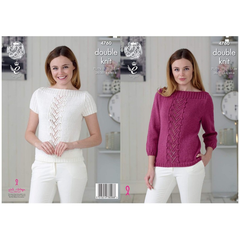 King Cole 4760 Knitting Pattern Womens Raglan Sweater and Top