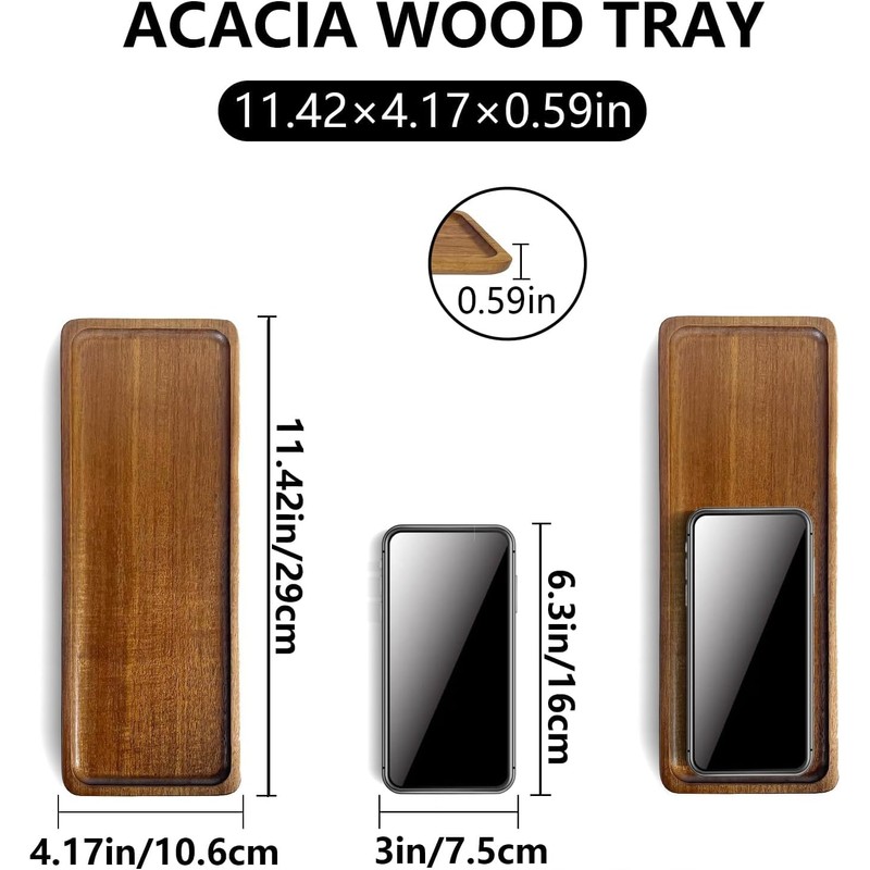 8Pack Wood Serving Trays 11.5x4 Inches Serving Platter Tray, Tray