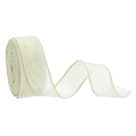 QUARKZMAN Burlap Ribbon Fabric Wired Edge Ribbons Cream White 1-1/2 Inch x 10 Yard for Gift Wrapping, Bow, Wreath, Christmas Tree, Flower Bouquet (3.8 cm x 9 m)