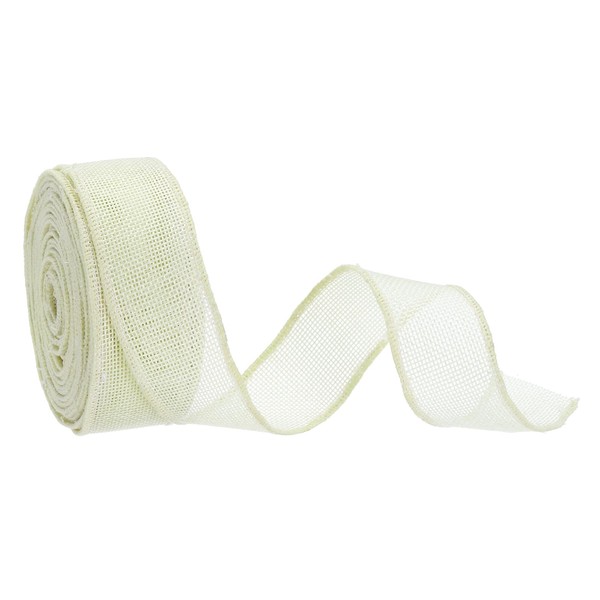 QUARKZMAN Burlap Ribbon Fabric Wired Edge Ribbons Cream White 1-1/2
