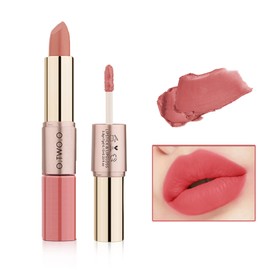 Matte Nude Lipstick & Liquid Lipstick 2 In 1 Lip Gloss Tint,Long Lasting Waterproof Full Color Lip Stick,Perfect Lipstick Gift for Women Girls - 06