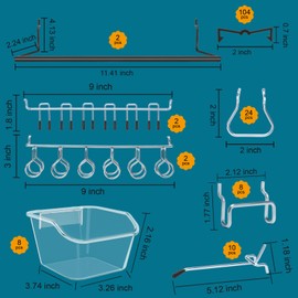 Daanxw 286PCS Pegboard Accessories Organizer Kit, Including pegboard Box Organizing Various Tools, 1/8 and 1/4 inch Pegboard Hooks Assortment for Hanging Storage,Garage Wall (286-Transparent Box)