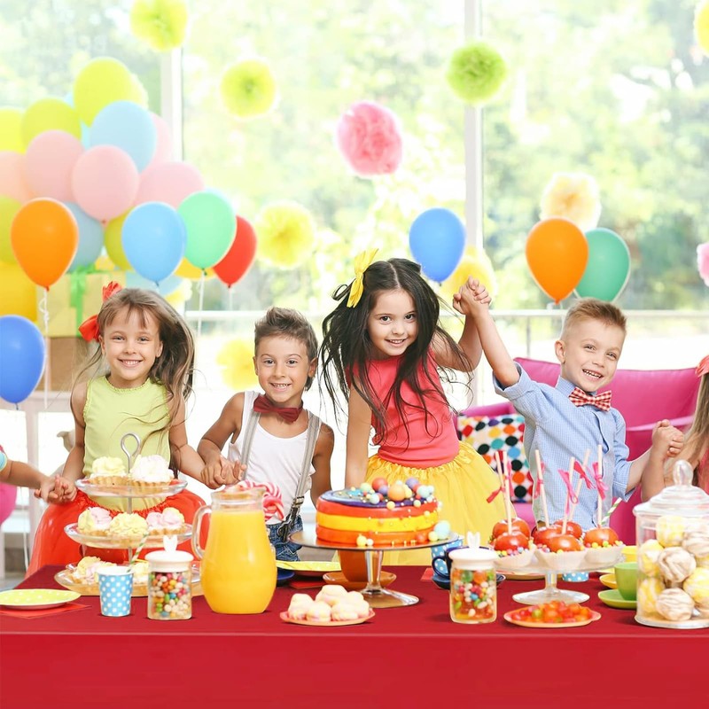 XHDA 6 Pack Red Party Table Cloth 54" x 108",