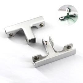 T Shape Glass Clamp Aluminium Alloy Glass Support Bracket Fit for 6-10mm Glass Thickness Come with Screws (Pack of 2)