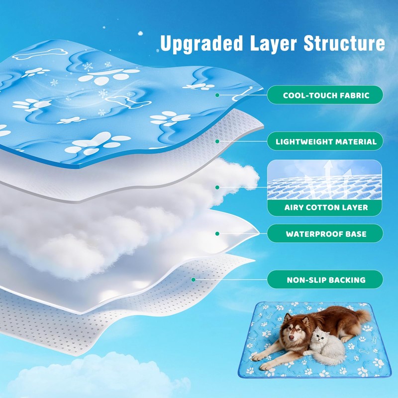 Dog Cooling Mat, Extra Large Cooling Dog Bed Mat for