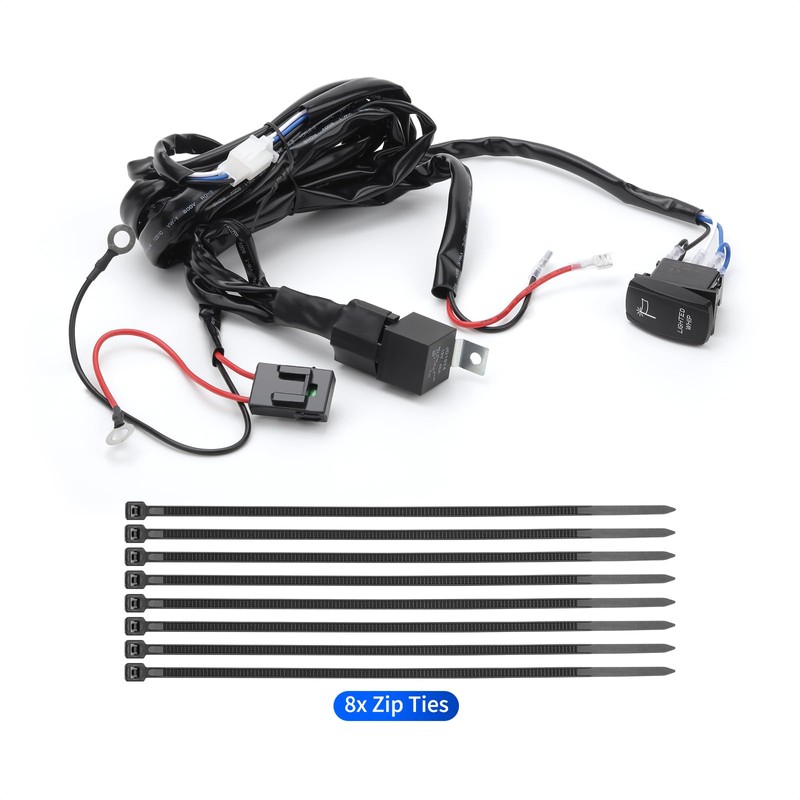LKV Plug & Play UTV 360W Lighted Whip Wiring Harness