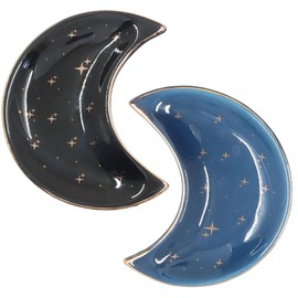 2 Pack 4 x 3.2 Inch Moon Trinket Tray, Ceramic Crescent Dish