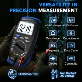SURLABA Smart Digital Multimeter, XF-41B Spannung Amperemeter AC DC 600V, NCV Multi Tester mit Volt Amp Ohm Kontinuität Kapazität Widerstand Temperatur Frequenz Diode Test