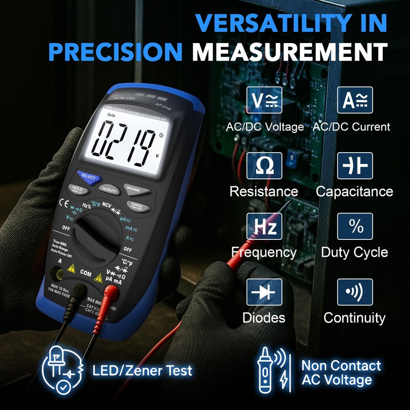 SURLABA Smart Digital Multimeter, XF-41B Spannung Amperemeter AC DC 600V,