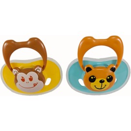 Kind Crane Cartoon Animal Baby Toddler & Children Natural Shaped Orthodontic Pacifier/Binky (Monkey and Bear Variety Pack)