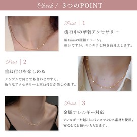 Tasiso Women's Necklace, Stainless Steel, Cute, Chain, Slim, Popular, Chain Necklace, Adjustable, Silver Necklace, Hypoallergenic, Simple, Gold, Fashionable, Rose Gold, Tarnish Resistant, Everyday