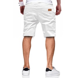 JMIERR Men's Casual Shorts - Cotton Drawstring Summer Beach Stretch Waist Twill Chino Dress Golf Travel Essentials Shorts with Pockets for Men 8 Inch Inseam Cruise Attire, XL, S White