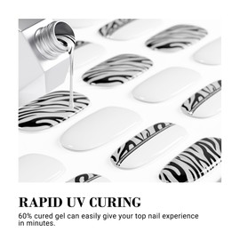 MelodySusie Semi Cured Gel Nail Strips - Works with Any Nail Lamps, Salon-Quality, Long Lasting, Easy to Apply & Remove - Includes 30Pcs, 2 Prep Pads, Nail File & Wooden Stick (Glitter Zebra)