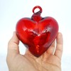 MexHandcraft Red 3.5 inch Medium Hanging Glass Hearts (Set of