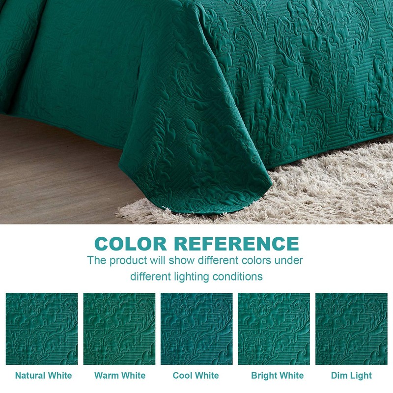 Hansleep Teal Quilt Queen Size - Damask Ultrasonic All Season