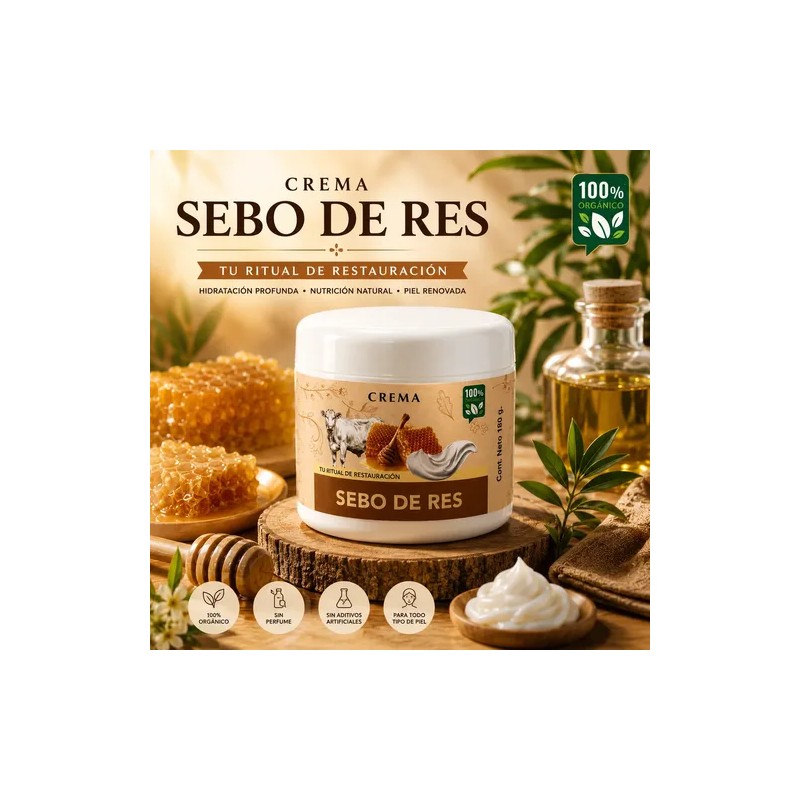 Crema Sebo De Res Hidratación Profunda Cara Cuerpo Manos